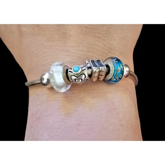Chamilia Charm 925 Sterling Silver Wrap Charm Bracelet 6.75" - Picture 1 of 6